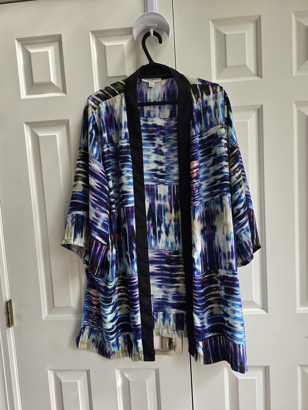 Studio Works Multi-Blue,Black And Purple Abstract  Kimono Jacket